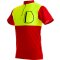 Zipp-Neck Shirt Kurzarm Gr. L Farbe Rot - Neongelb