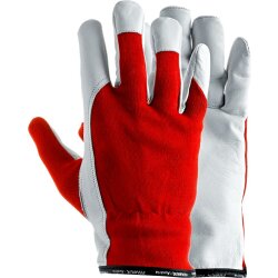 Ziegenleder-Handschuh Allround Gr. L Farbe Weiss-Rot